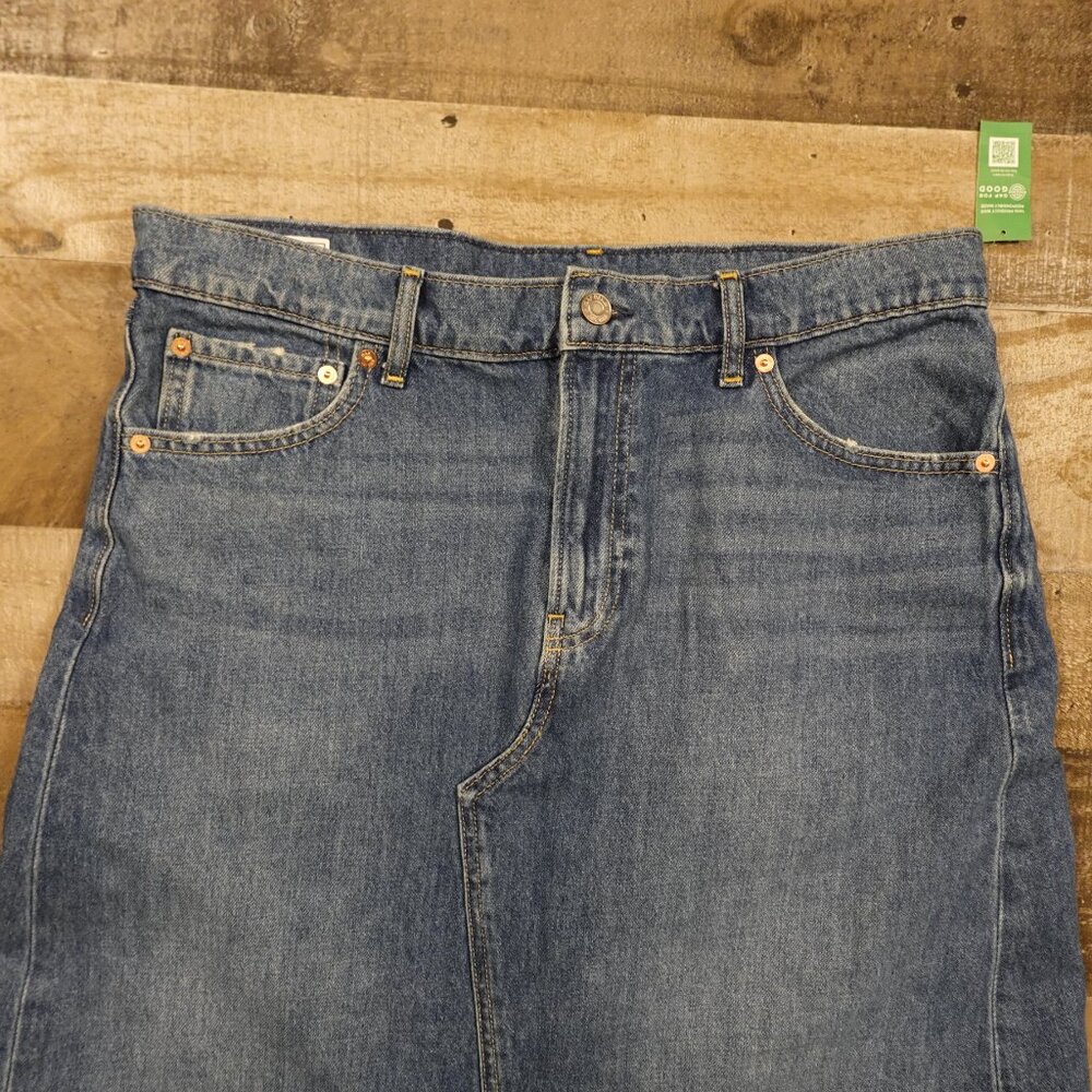 GAP Denim Maxi Skirt Women’s 32/14 Tall Medium Indigo Front Slit‎ Classic - Picture 2 of 14